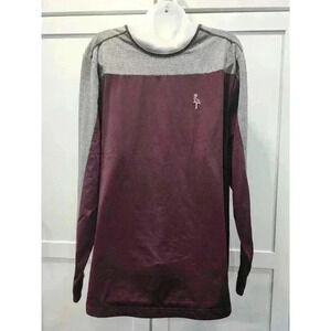 Tailorbyrd Sport Shirt Long Sleeve Quick Dry Men's Large Maroon Grey